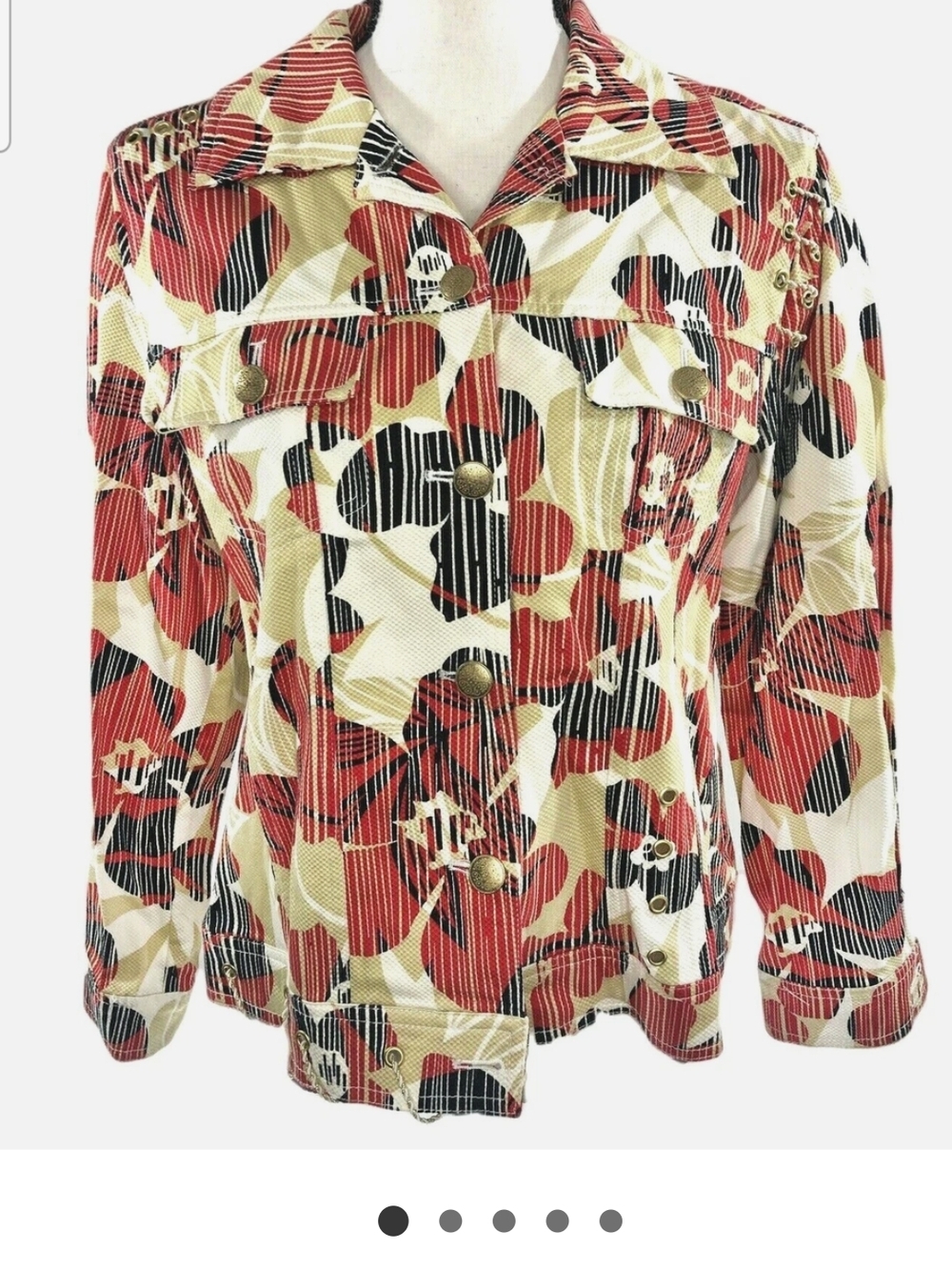 Drapers & Damons Women's Floral Print Jacket featuring gold shoulder accents